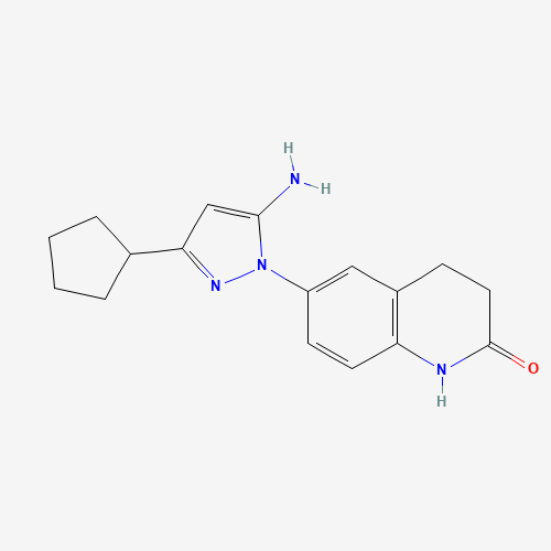 6-(5-amino-3-cyclopentylpyrazol-1-yl)-3,4-dihydro-1H-quinolin-2-one (CAS: 897374-35-5) - Related Chemical Product