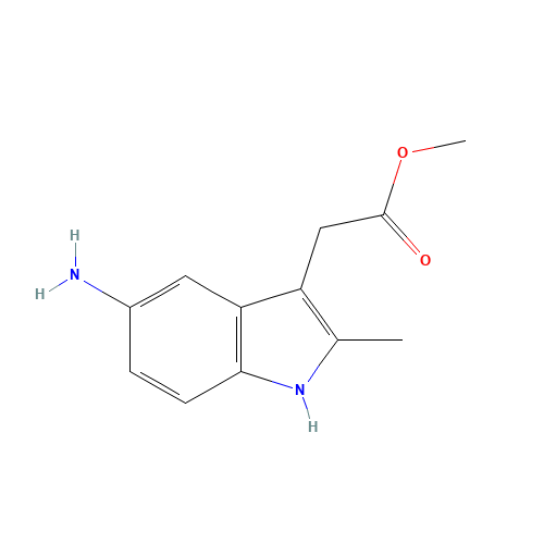methyl 2-(5-amino-2-methyl-1H-indol-3-yl)acetate (CAS: 1601-24-7) - Chemical Structure and Molecular Formula 