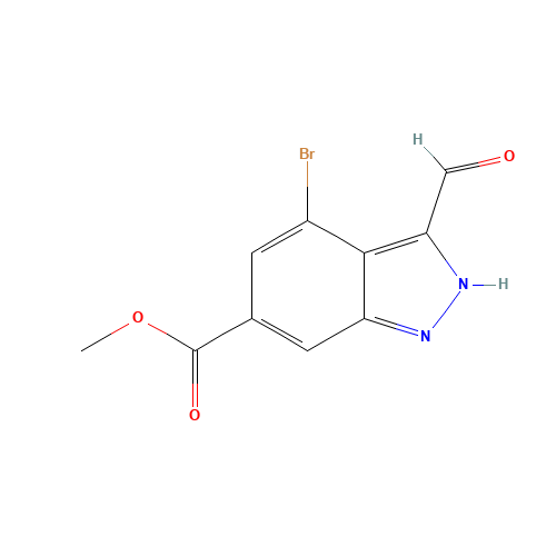 methyl 4-bromo-3-formyl-2H-indazole-6-carboxylate (CAS: 885518-48-9) - Chemical Structure and Molecular Formula 