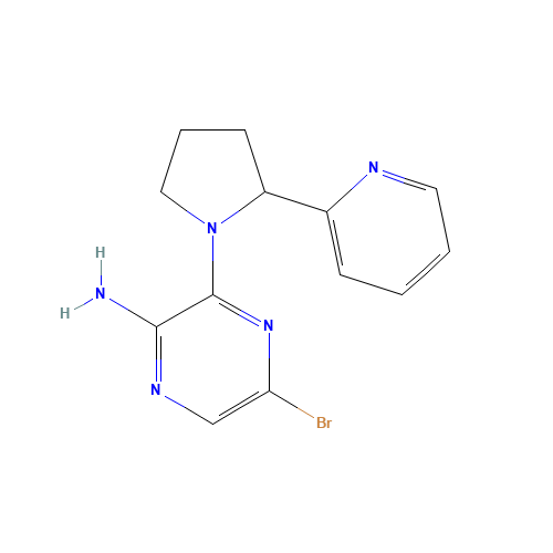 5-bromo-3-(2-pyridin-2-ylpyrrolidin-1-yl)pyrazin-2-amine (CAS: 893612-27-6) - Chemical Structure and Molecular Formula 