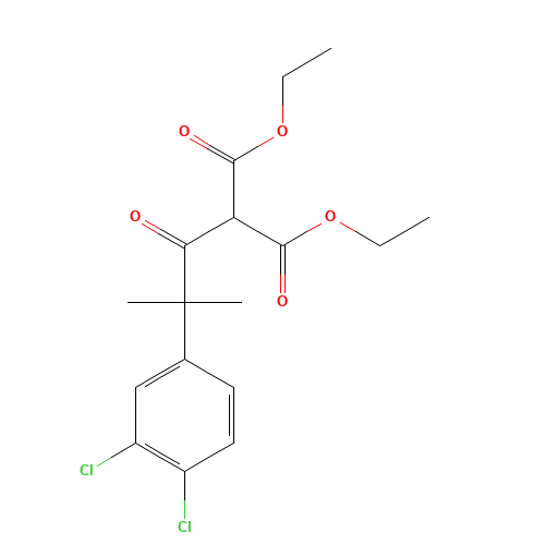 diethyl 2-[2-(3,4-dichlorophenyl)-2-methylpropanoyl]propanedioate (CAS: 1035262-30-6) - Chemical Structure and Molecular Formula 