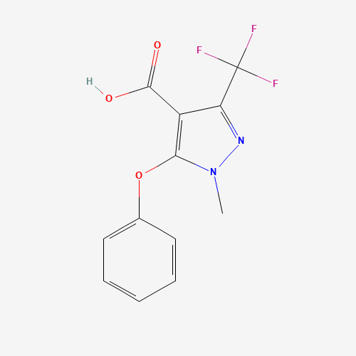 1-methyl-5-phenoxy-3-(trifluoromethyl)pyrazole-4-carboxylic acid (CAS: 921939-08-4) - Chemical Structure and Molecular Formula 