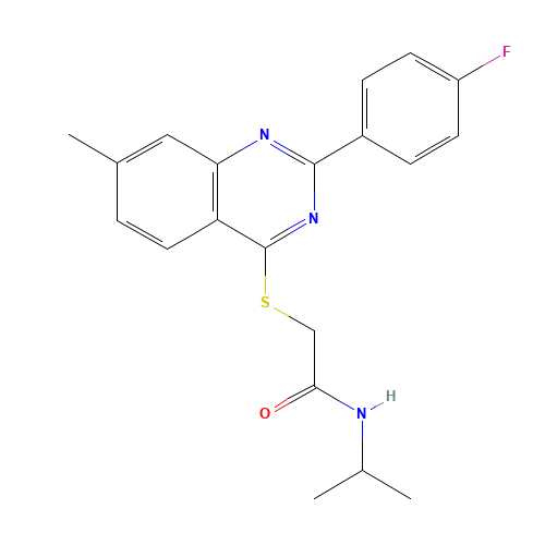 2-[2-(4-fluorophenyl)-7-methylquinazolin-4-yl]sulfanyl-N-propan-2-ylacetamide (CAS: 606132-70-1) - Related Chemical Product