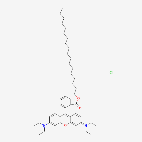 [6-(diethylamino)-9-(2-octadecoxycarbonylphenyl)xanthen-3-ylidene]-diethylazanium;chloride (CAS: 65603-19-2) - Chemical Structure and Molecular Formula 