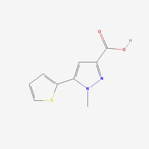 1-methyl-5-thiophen-2-ylpyrazole-3-carboxylic acid (CAS: 869901-15-5) - Chemical Structure and Molecular Formula 