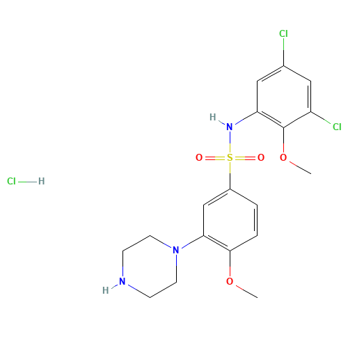 N-(3,5-dichloro-2-methoxyphenyl)-4-methoxy-3-piperazin-1-ylbenzenesulfonamide;hydrochloride (CAS: 402713-80-8) - Related Chemical Product