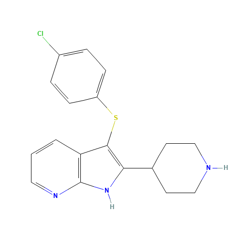 3-(4-chlorophenyl)sulfanyl-2-piperidin-4-yl-1H-pyrrolo[2,3-b]pyridine (CAS: 1346525-76-5) - Related Chemical Product