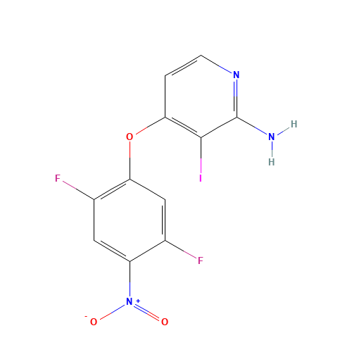 4-(2,5-difluoro-4-nitrophenoxy)-3-iodopyridin-2-amine (CAS: 1345854-92-3) - Chemical Structure and Molecular Formula 