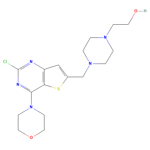 2-[4-[(2-chloro-4-morpholin-4-ylthieno[3,2-d]pyrimidin-6-yl)methyl]piperazin-1-yl]ethanol (CAS: 885675-75-2) - Related Chemical Product