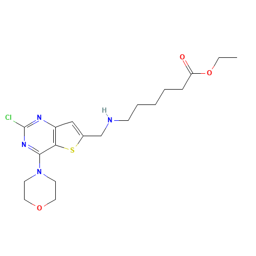 ethyl 6-[(2-chloro-4-morpholin-4-ylthieno[3,2-d]pyrimidin-6-yl)methylamino]hexanoate (CAS: 1235450-38-0) - Related Chemical Product