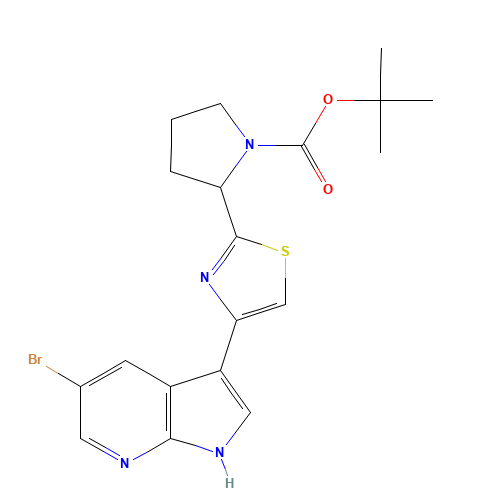 tert-butyl 2-[4-(5-bromo-1H-pyrrolo[2,3-b]pyridin-3-yl)-1,3-thiazol-2-yl]pyrrolidine-1-carboxylate (CAS: 1046793-79-6) - Related Chemical Product