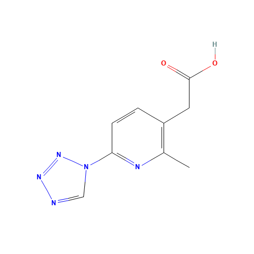 2-[2-methyl-6-(tetrazol-1-yl)pyridin-3-yl]acetic acid (CAS: 1374573-57-5) - Chemical Structure and Molecular Formula 