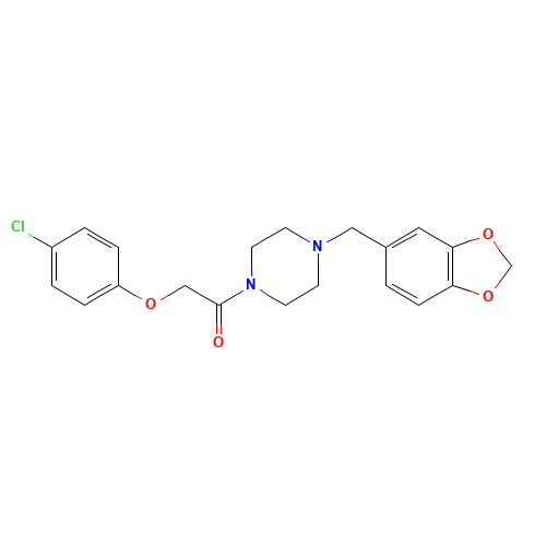 1-[4-(1,3-benzodioxol-5-ylmethyl)piperazin-1-yl]-2-(4-chlorophenoxy)ethanone (CAS: 34161-24-5) - Related Chemical Product