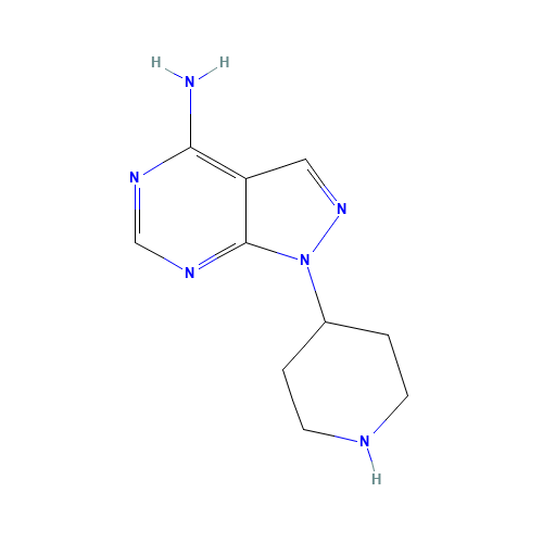 1-piperidin-4-ylpyrazolo[3,4-d]pyrimidin-4-amine (CAS: 791852-38-5) - Chemical Structure and Molecular Formula 