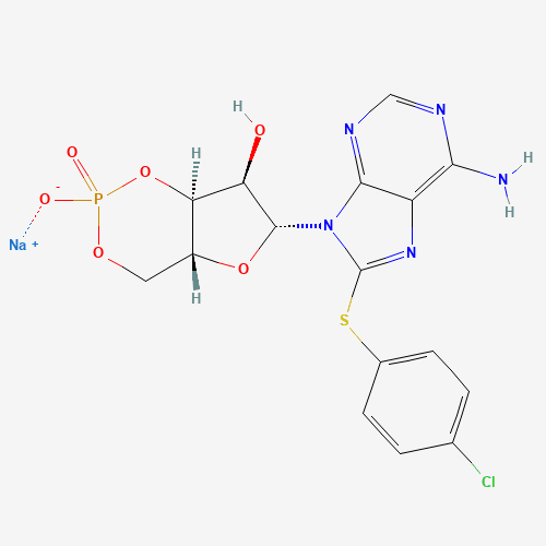 sodium;(4aR,6R,7R,7aS)-6-[6-amino-8-(4-chlorophenyl)sulfanylpurin-9-yl]-2-oxido-2-oxo-4a,6,7,7a-tetrahydro-4H-furo[3,2-d][1,3,2]dioxaphosphinin-7-ol (CAS: 93882-12-3) - Related Chemical Product