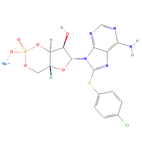 sodium;(4aR,6R,7R,7aS)-6-[6-amino-8-(4-chlorophenyl)sulfanylpurin-9-yl]-2-oxido-2-oxo-4a,6,7,7a-tetrahydro-4H-furo[3,2-d][1,3,2]dioxaphosphinin-7-ol (CAS: 93882-12-3) - Related Chemical Product