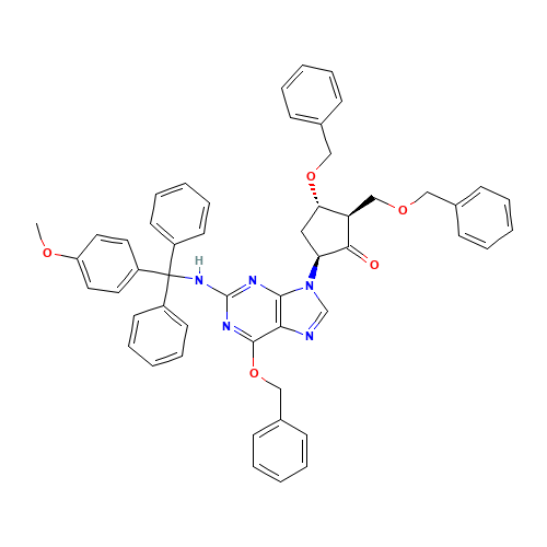 (2R,3S,5S)-5-[2-[[(4-methoxyphenyl)-diphenylmethyl]amino]-6-phenylmethoxypurin-9-yl]-3-phenylmethoxy-2-(phenylmethoxymethyl)cyclopentan-1-one (CAS: 142217-79-6) - Related Chemical Product