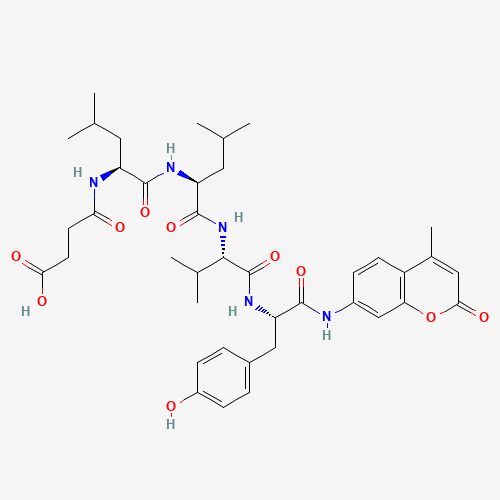 4-[[(2S)-1-[[(2S)-1-[[(2S)-1-[[(2S)-3-(4-hydroxyphenyl)-1-[(4-methyl-2-oxochromen-7-yl)amino]-1-oxopropan-2-yl]amino]-3-methyl-1-oxobutan-2-yl]amino]-4-methyl-1-oxopentan-2-yl]amino]-4-methyl-1-oxopentan-2-yl]amino]-4-oxobutanoic acid (CAS: 94367-21-2) - Related Chemical Product