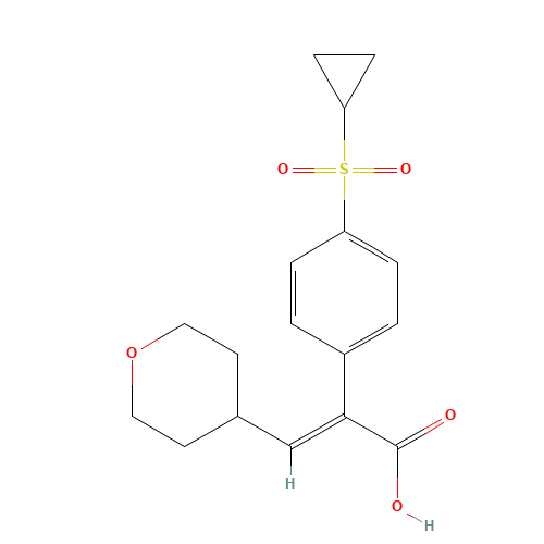 (E)-2-(4-cyclopropylsulfonylphenyl)-3-(oxan-4-yl)prop-2-enoic acid (CAS: 745052-98-6) - Related Chemical Product