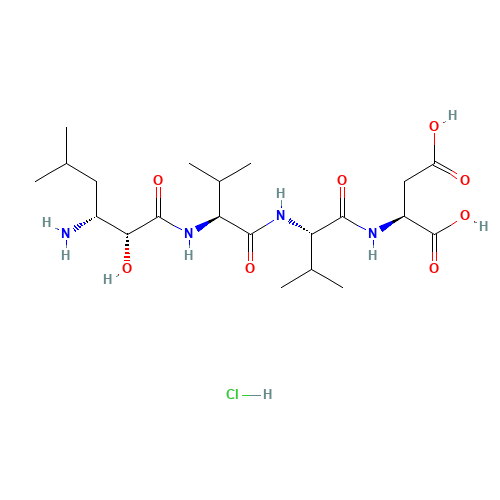 (2S)-2-[[(2S)-2-[[(2S)-2-[[(2R,3R)-3-amino-2-hydroxy-5-methylhexanoyl]amino]-3-methylbutanoyl]amino]-3-methylbutanoyl]amino]butanedioic acid;hydrochloride (CAS: 100992-59-4) - Related Chemical Product