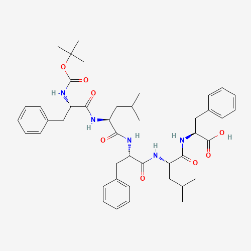 (2S)-2-[[(2S)-4-methyl-2-[[(2S)-2-[[(2S)-4-methyl-2-[[(2S)-2-[(2-methylpropan-2-yl)oxycarbonylamino]-3-phenylpropanoyl]amino]pentanoyl]amino]-3-phenylpropanoyl]amino]pentanoyl]amino]-3-phenylpropanoic acid (CAS: 73572-58-4) - Chemical Structure and Molecular Formula 