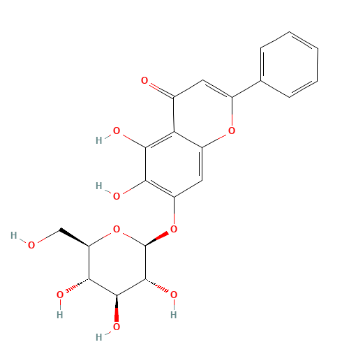5,6-dihydroxy-2-phenyl-7-[(2S,3R,4S,5S,6R)-3,4,5-trihydroxy-6-(hydroxymethyl)oxan-2-yl]oxychromen-4-one (CAS: 57396-78-8) - Related Chemical Product