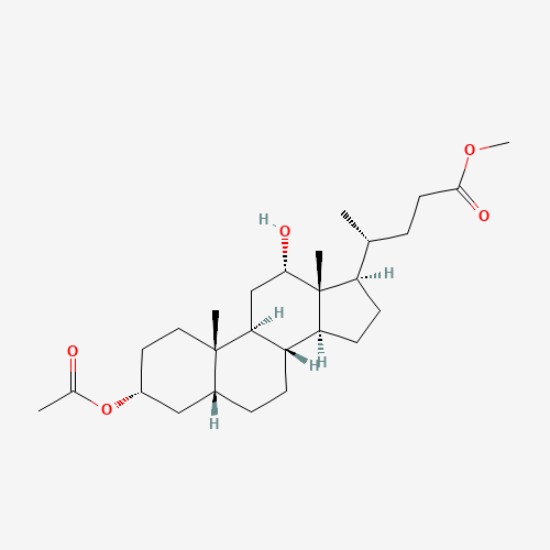 methyl (4R)-4-[(3R,5R,8R,9S,10S,12S,13R,14S,17R)-3-acetyloxy-12-hydroxy-10,13-dimethyl-2,3,4,5,6,7,8,9,11,12,14,15,16,17-tetradecahydro-1H-cyclopenta[a]phenanthren-17-yl]pentanoate (CAS: 27240-83-1) - Related Chemical Product