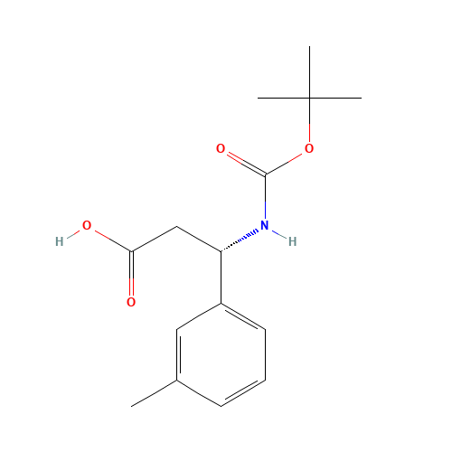 (3S)-3-(3-methylphenyl)-3-[(2-methylpropan-2-yl)oxycarbonylamino]propanoic acid (CAS: 499995-75-4) - Chemical Structure and Molecular Formula 