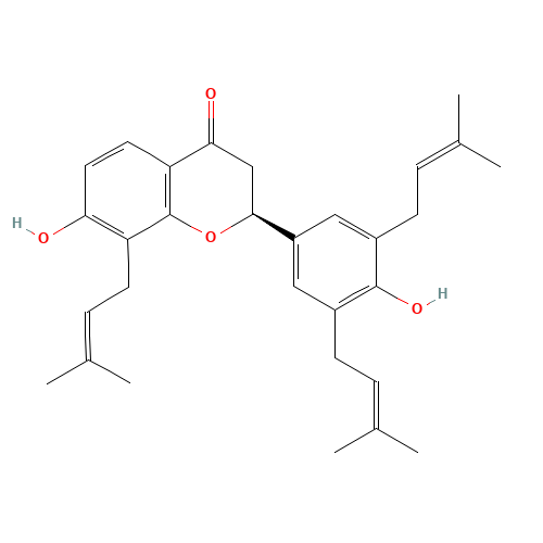 (2S)-7-hydroxy-2-[4-hydroxy-3,5-bis(3-methylbut-2-enyl)phenyl]-8-(3-methylbut-2-enyl)-2,3-dihydrochromen-4-one (CAS: 23057-55-8) - Related Chemical Product