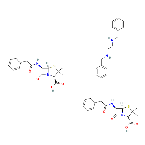 N,N'-dibenzylethane-1,2-diamine;(2S,5R,6R)-3,3-dimethyl-7-oxo-6-[(2-phenylacetyl)amino]-4-thia-1-azabicyclo[3.2.0]heptane-2-carboxylic acid (CAS: 1538-09-6) - Related Chemical Product