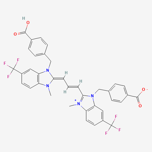 4-[[2-[(E,3E)-3-[3-[(4-carboxyphenyl)methyl]-1-methyl-5-(trifluoromethyl)benzimidazol-2-ylidene]prop-1-enyl]-3-methyl-6-(trifluoromethyl)benzimidazol-3-ium-1-yl]methyl]benzoate (CAS: 63815-74-7) - Related Chemical Product