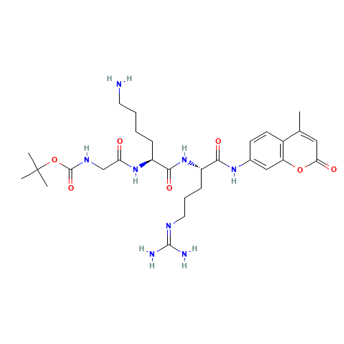tert-butyl N-[2-[[(2S)-6-amino-1-[[(2S)-5-(diaminomethylideneamino)-1-[(4-methyl-2-oxochromen-7-yl)amino]-1-oxopentan-2-yl]amino]-1-oxohexan-2-yl]amino]-2-oxoethyl]carbamate (CAS: 109358-48-7) - Related Chemical Product
