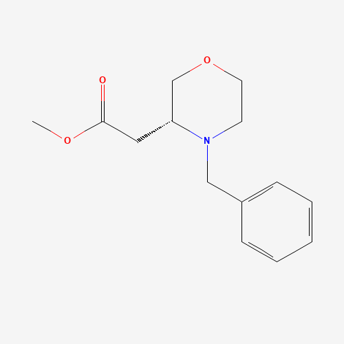methyl 2-[(3R)-4-benzylmorpholin-3-yl]acetate (CAS: 917572-30-6) - Chemical Structure and Molecular Formula 