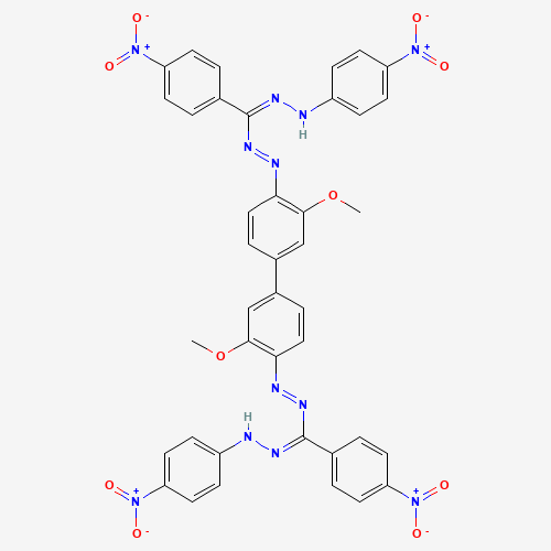 N-[2-methoxy-4-[3-methoxy-4-[[(Z)-N-(4-nitroanilino)-C-(4-nitrophenyl)carbonimidoyl]diazenyl]phenyl]phenyl]imino-4-nitro-N'-(4-nitroanilino)benzenecarboximidamide (CAS: 19333-63-2) - Chemical Structure and Molecular Formula 