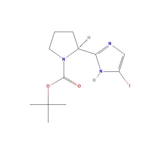 tert-butyl (2S)-2-(5-iodo-1H-imidazol-2-yl)pyrrolidine-1-carboxylate (CAS: 1228552-62-2) - Chemical Structure and Molecular Formula 