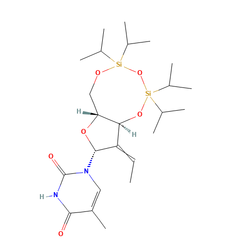 1-[(6aS,8R,9Z,9aS)-9-ethylidene-2,2,4,4-tetra(propan-2-yl)-6a,9a-dihydro-6H-furo[3,2-f][1,3,5,2,4]trioxadisilocin-8-yl]-5-methylpyrimidine-2,4-dione (CAS: 156125-57-4) - Related Chemical Product