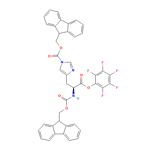 9H-fluoren-9-ylmethyl 4-[(2S)-2-(9H-fluoren-9-ylmethoxycarbonylamino)-3-oxo-3-(2,3,4,5,6-pentafluorophenoxy)propyl]imidazole-1-carboxylate (CAS: 114616-10-3) - Related Chemical Product