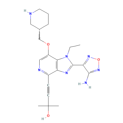 4-[2-(4-amino-1,2,5-oxadiazol-3-yl)-1-ethyl-7-[[(3S)-piperidin-3-yl]methoxy]imidazo[4,5-c]pyridin-4-yl]-2-methylbut-3-yn-2-ol (CAS: 937174-76-0) - Related Chemical Product