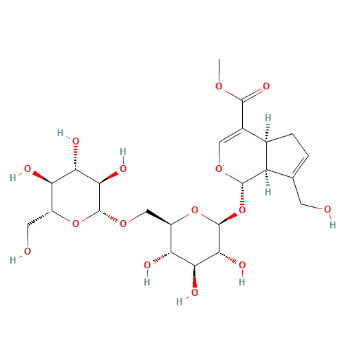 methyl (1S,4aS,7aS)-7-(hydroxymethyl)-1-[(2S,3R,4S,5S,6R)-3,4,5-trihydroxy-6-[[(2R,3R,4S,5S,6R)-3,4,5-trihydroxy-6-(hydroxymethyl)oxan-2-yl]oxymethyl]oxan-2-yl]oxy-1,4a,5,7a-tetrahydrocyclopenta[c]pyran-4-carboxylate (CAS: 29307-60-6) - Related Chemical Product