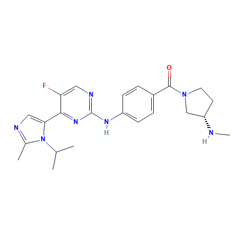 [4-[[5-fluoro-4-(2-methyl-3-propan-2-ylimidazol-4-yl)pyrimidin-2-yl]amino]phenyl]-[(3S)-3-(methylamino)pyrrolidin-1-yl]methanone (CAS: 924641-59-8) - Related Chemical Product