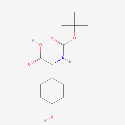 (2R)-2-(4-hydroxycyclohexyl)-2-[(2-methylpropan-2-yl)oxycarbonylamino]acetic acid (CAS: 130624-89-4) - Chemical Structure and Molecular Formula 