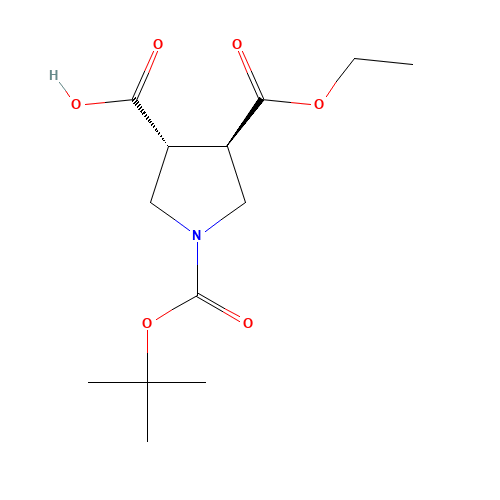 (3R,4R)-4-ethoxycarbonyl-1-[(2-methylpropan-2-yl)oxycarbonyl]pyrrolidine-3-carboxylic acid (CAS: 595556-31-3) - Related Chemical Product