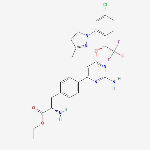 ethyl (2S)-2-amino-3-[4-[2-amino-6-[(1R)-1-[4-chloro-2-(3-methylpyrazol-1-yl)phenyl]-2,2,2-trifluoroethoxy]pyrimidin-4-yl]phenyl]propanoate (CAS: 1033805-22-9) - Related Chemical Product