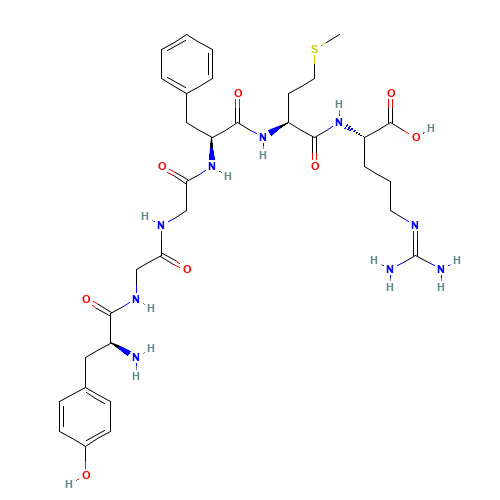(2S)-2-[[(2S)-2-[[(2S)-2-[[2-[[2-[[(2S)-2-amino-3-(4-hydroxyphenyl)propanoyl]amino]acetyl]amino]acetyl]amino]-3-phenylpropanoyl]amino]-4-methylsulfanylbutanoyl]amino]-5-(diaminomethylideneamino)pentanoic acid (CAS: 76310-14-0) - Related Chemical Product