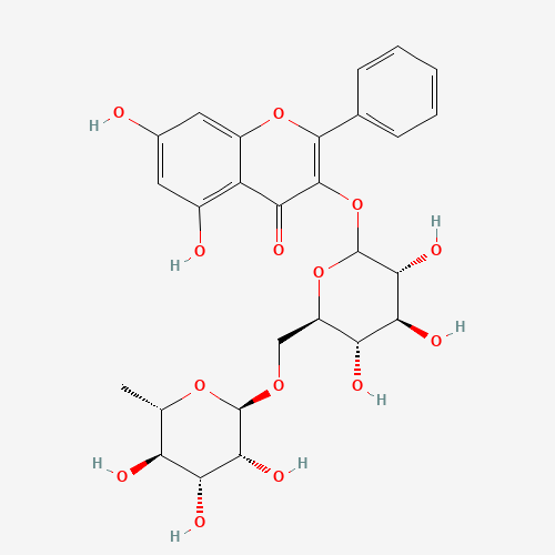 5,7-dihydroxy-2-phenyl-3-[(3R,4S,5S,6R)-3,4,5-trihydroxy-6-[[(2R,3R,4R,5R,6S)-3,4,5-trihydroxy-6-methyloxan-2-yl]oxymethyl]oxan-2-yl]oxychromen-4-one (CAS: 16268-50-1) - Related Chemical Product