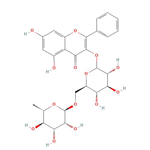5,7-dihydroxy-2-phenyl-3-[(3R,4S,5S,6R)-3,4,5-trihydroxy-6-[[(2R,3R,4R,5R,6S)-3,4,5-trihydroxy-6-methyloxan-2-yl]oxymethyl]oxan-2-yl]oxychromen-4-one (CAS: 16268-50-1) - Related Chemical Product