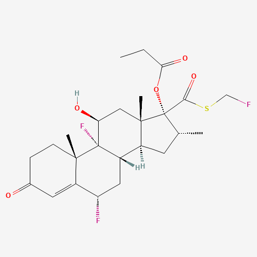 [(6S,8S,9R,10S,11S,13S,14S,16R,17R)-6,9-difluoro-17-(fluoromethylsulfanylcarbonyl)-11-hydroxy-10,13,16-trimethyl-3-oxo-1,2,6,7,8,11,12,14,15,16-decahydrocyclopenta[a]phenanthren-17-yl] propanoate (CAS: 105613-90-9) - Related Chemical Product