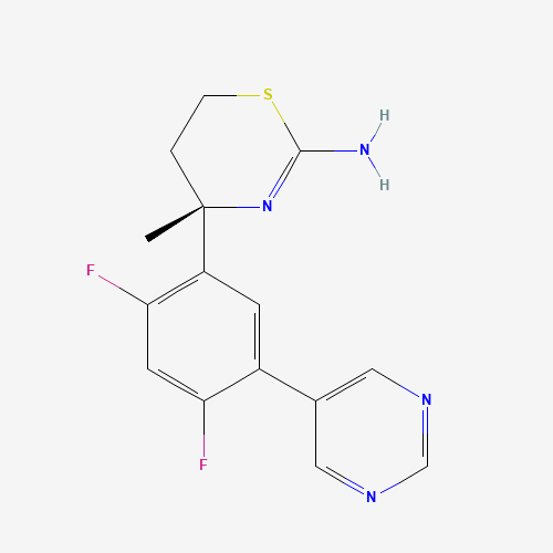 (4S)-4-(2,4-difluoro-5-pyrimidin-5-ylphenyl)-4-methyl-5,6-dihydro-1,3-thiazin-2-amine (CAS: 1194044-20-6) - Related Chemical Product
