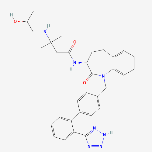 3-[[(2R)-2-hydroxypropyl]amino]-3-methyl-N-[(3R)-2-oxo-1-[[4-[2-(2H-tetrazol-5-yl)phenyl]phenyl]methyl]-4,5-dihydro-3H-1-benzazepin-3-yl]butanamide (CAS: 145455-35-2) - Related Chemical Product