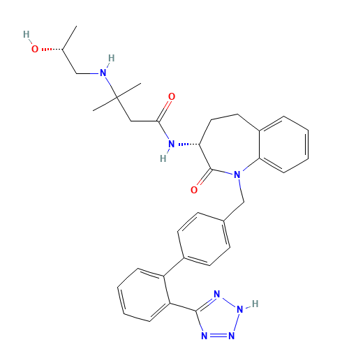 3-[[(2R)-2-hydroxypropyl]amino]-3-methyl-N-[(3R)-2-oxo-1-[[4-[2-(2H-tetrazol-5-yl)phenyl]phenyl]methyl]-4,5-dihydro-3H-1-benzazepin-3-yl]butanamide (CAS: 145455-35-2) - Related Chemical Product